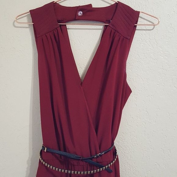 GIANNI BINI | Maroon Wide Leg Open Back Romper Med - Picture 3 of 8